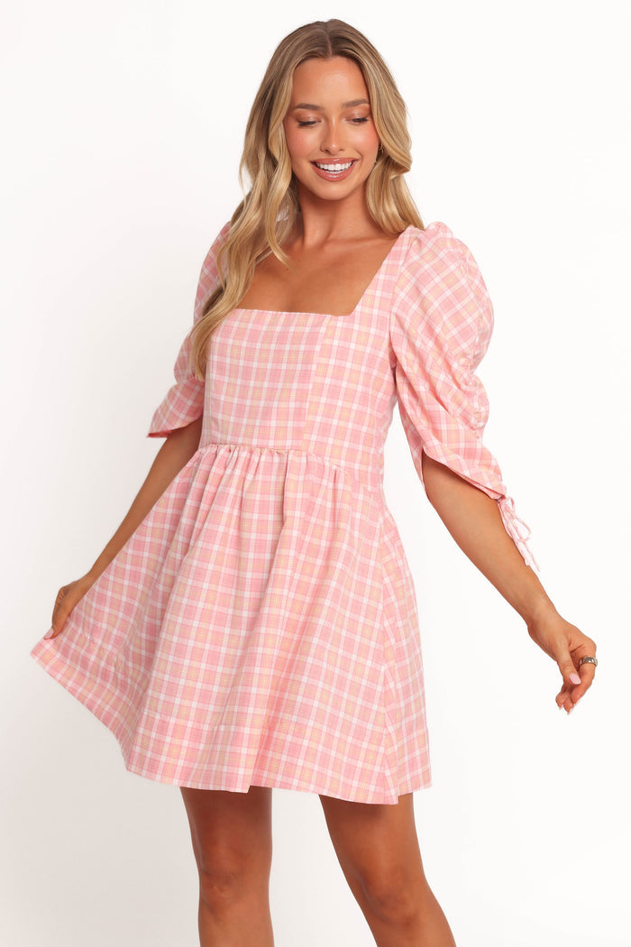 Petal and Pup USA DRESSES Siena Mini Dress - Pink Check (Hold for Rack)