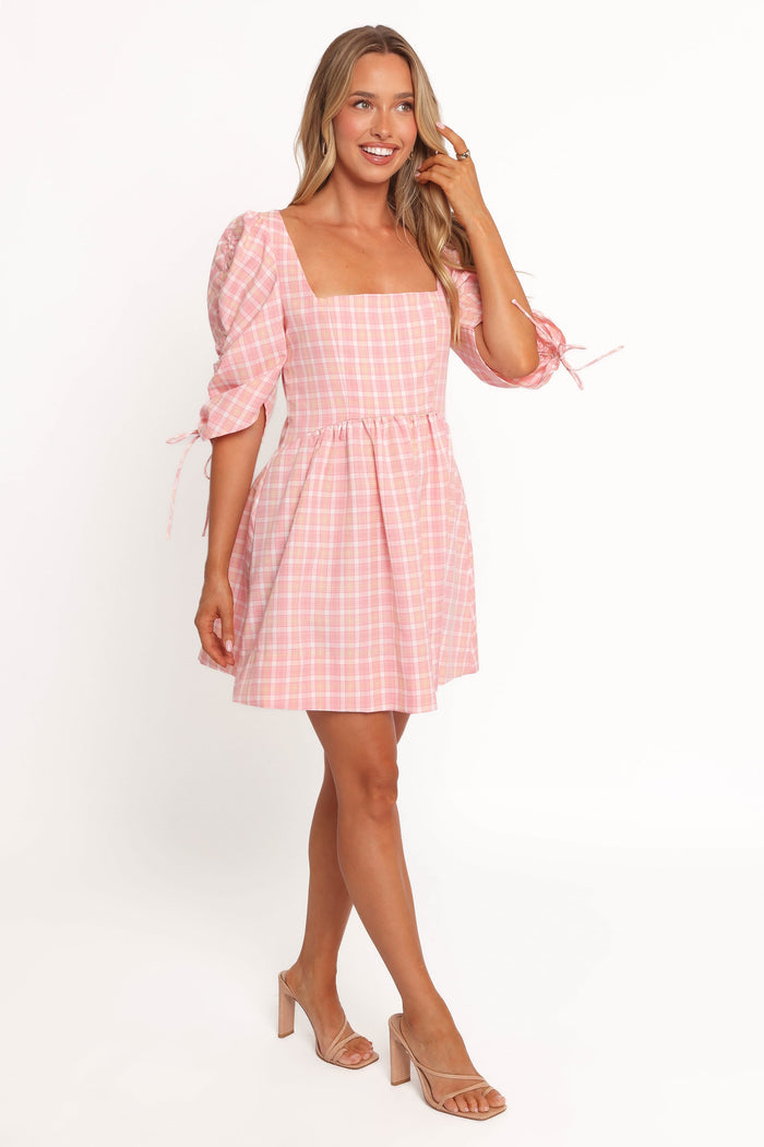 Petal and Pup USA DRESSES Siena Mini Dress - Pink Check (Hold for Rack)