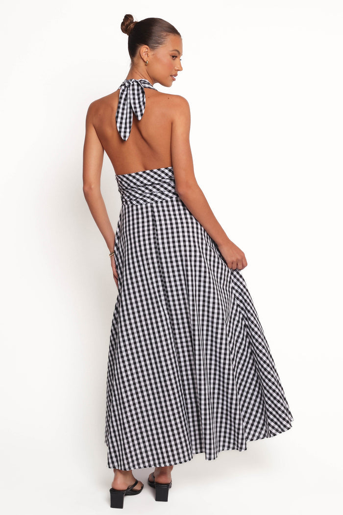 Petal and Pup USA DRESSES Solene Maxi Halterneck Dress - Black/White