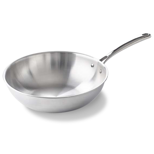 Superior Tri-Ply wok 30 cm zilver vooraanzicht