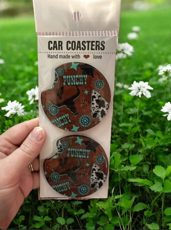 Western Punchy Car Coasters